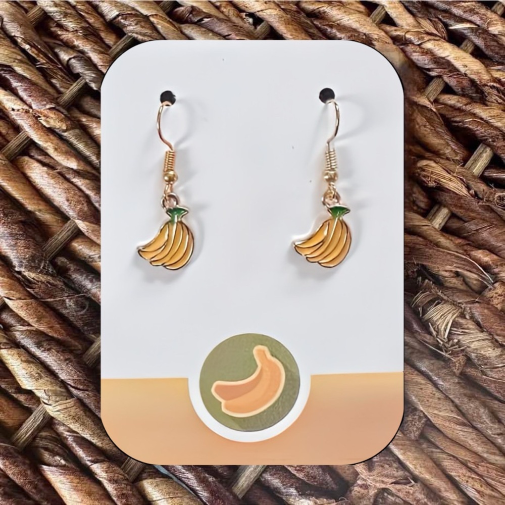 New Handmade Banana Dangle Earrings (1.3" long x 0.5" wide)